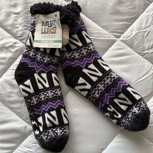 NEW! Northwestern University Muk Luks Cabin Sox Unisex Black Purple White